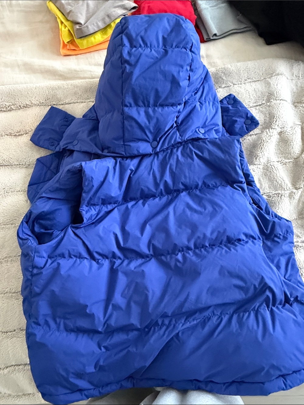 Lululemon Wunder Puff Cropped Vest Cobalt Blue Detachable Hood Down Puffer - Picture 5 of 5